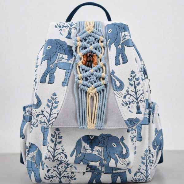 Blue Elephant & Owl Accessories Campus Backpack | Casual Travel Commuter Bag