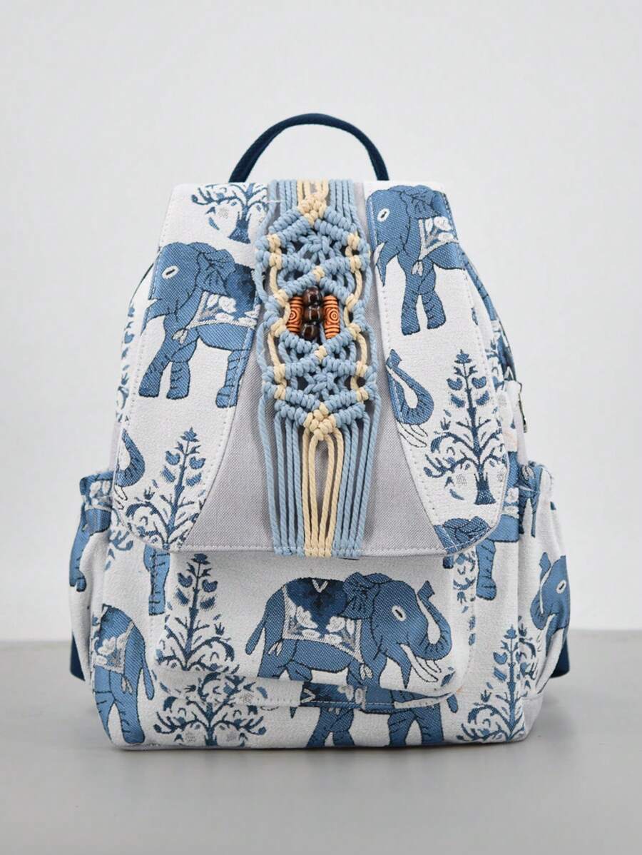 Blue Elephant & Owl Accessories Campus Backpack | Casual Travel Commuter Bag