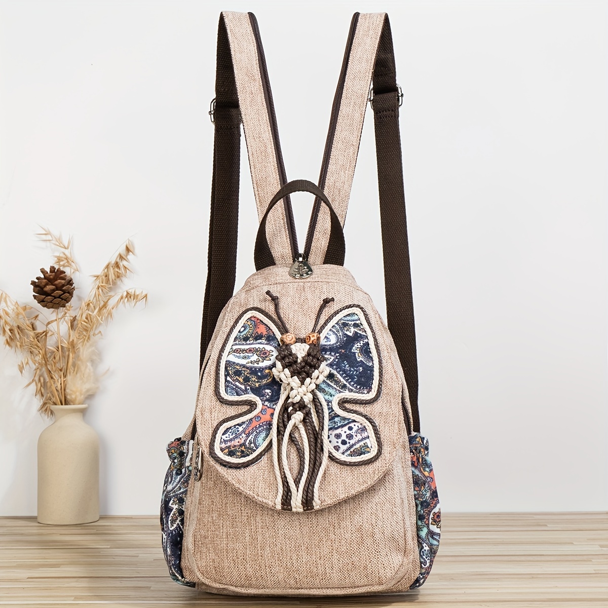 Handmade Knitting Butterfly Pattern Backpack