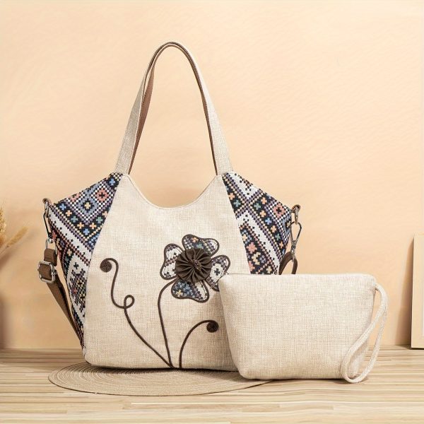 Chic floral handbag, multi-compartment large capacity dual-purpose crossbody bag